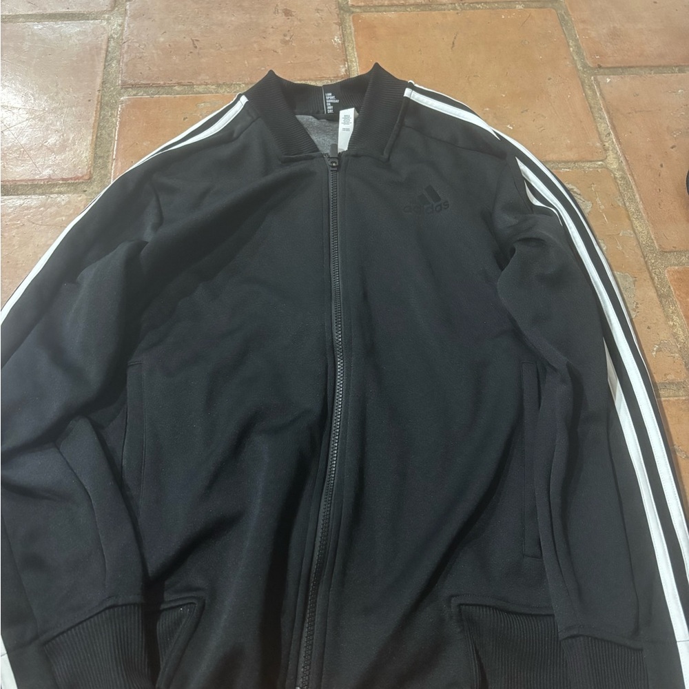 Adidas Dark Gray Jacket with White Accents